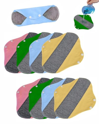 ZKUNL 8 compresas reutilizables, lavables y absorbentes de grafeno para la menstruación, previenen las pérdidas de orina