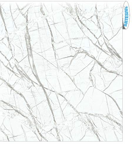 ARTESIVE ST-09 Carrara Bianco larg. 60 cm AL METRO LINEARE - Pellicola Adesiva effetto Marmo per interni, rinnovare mobili, porte e oggetti di casa
