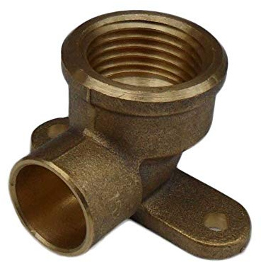 Merriway BH06472 End Feed Fitting, Wall Plate Elbow 15mm x 1/2 inch, Gold Tone