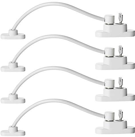 Keyohome Pack of 4 Window Restrictor Locks Child Safety Window Locks for UPVC Windows, Baby Security Window Restrictors with Screws Keys, Door Window Opening Wire Cable Limiter for Home School (4pcs)