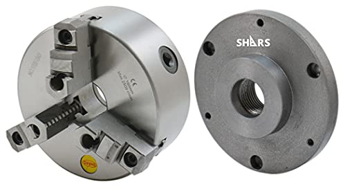 Shars 6 3 Jaw Self Centering Scroll Lathe Chucks 2 Piece Jaws with 1-1/2-8 Semi-Machined Threaded Back Plate, Machining Required 202-5433-202-6109 L[