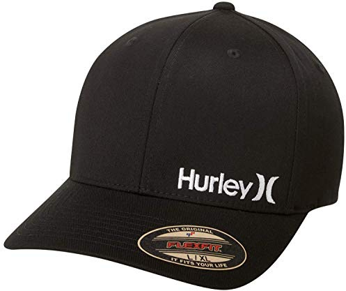 Hurley Mens Baseball Cap - Moisture Wicking Flexfit Curved Bill Fitted Baseball Hats for Men, Size Small-Medium, Black
