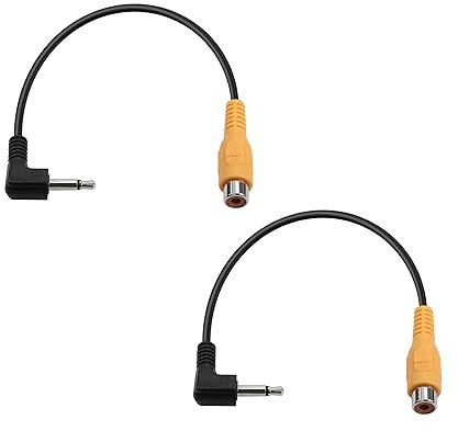 PNGKNYOCN 1/8 Zoll TS auf RCA kurzes Kabel, 2 Pack rechtwinkliger 3.5mm Mono Stecker auf RCA Buchse Audio Adapter für Lautsprecher, Subwoofer, Verstärker（20cm）