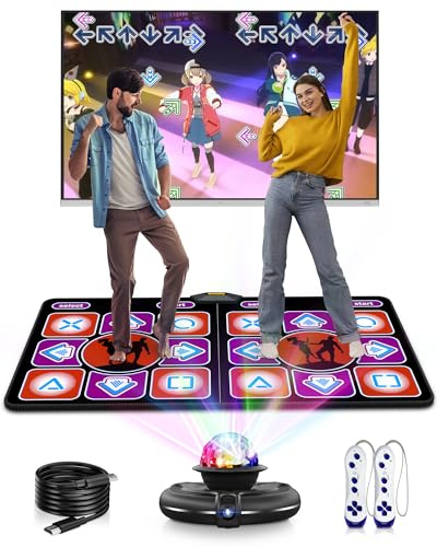 Acelufly Double Dance Mat - Wireless Electronic Dance Mat for TV with Camera, Anti-Slip Fitness Dance Pad for Kids & Adults, Dance Game Mat Toy Gift for 3-12 Year Old Girls & Boys (Black)