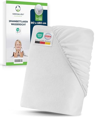 Sensalou Coprimaterasso Impermeabile 80 x 180 cm, Lenzuolo con Angoli Frotte Morbido e Silenzioso, Salva Materasso Traspirante Dermatext e Oeko Tex, Lavabile 95 Gradi, per Letto Singolo e Camping