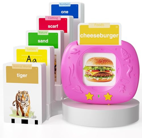 HOMESTEC Juguetes de aprendizaje del habla para niños pequeños, tarjetas flash realistas mejoradas, palabras visuales con sonidos, acento británico, kit educativo Montessori multisensorial para