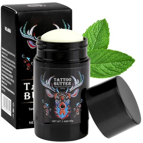 Tattoo Balm, Spiral Tattoo Aftercare Butter Balm Enhancing Moisturizer Color Brightener Natural Ingredients Healing Cream for Old and New Tattoo 40g