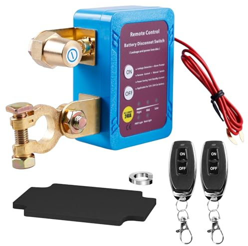 Trådlös fjärrstyrd bilavskiljare 12 V 240 A bilbatterifrånkopplare, automatisk avstängningsbrytare, fjärrbatteriseparator med 2 fjärrkontroller, separationsrelä för RV ATV lastbil båt