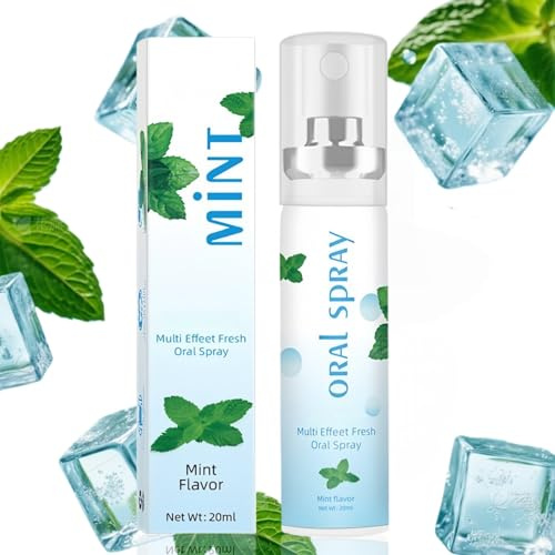 Fruit Oral Breath Spray for Adults,Bad Breath Treatment & Dry Mouth Relief,Long-Lasting Fresh Breath Freshener & Moisturizing Saliva Spray,Oral Care Mouth Spray Freshener,Tongue Cleaner（Mint）