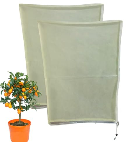 Frostskyddsöverdrag för trädgårdsväxter, 2-delad transparent skyddstäcke med dragband | 100 x 120 cm frostskyddsöverdrag för utomhusväxter, för rosbuskar träd grönsaker gräsmatta