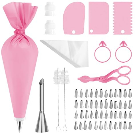 Tmefoy Sac à poche con beccucci, 80 pezzi accessori per torte, Piping Bag e beccucci Set per torte, accessori per torte, adatto per principianti