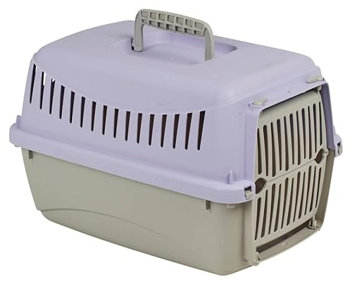 URBNLIVING Transportini Pet Carrier Travel Crate for Cats & Small Dogs | Portable Lightweight Cage with Ventilation | Pastel Design - Large - purple