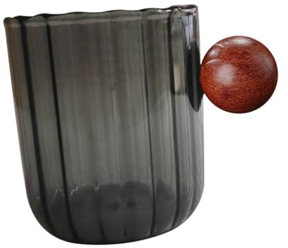 Gcljlmy Piccolo bicchiere per latte, miscelazione, tazza per bilancia, tazza per caffè espresso, resistente al calore, brocche per casa da tè, hotel, casa, esterno, ristorante (nero trasparente)