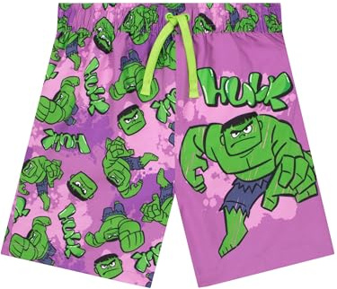 Marvel Hulk Costume Mare Bambino, Boxer Mare Avengers, Costumi da Bagno Bambino, Costume Piscina Viola, 5-6 Anni