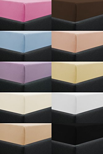 Jersey SPANNBETTLAKEN BETTWÄSCHE BETTLAKEN 11 Farben - 5 Größen - 80-100-140-160-180 cm Weiss schwarz grün beige (140x200, Lachs)