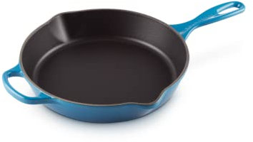 LE CREUSET Signature Enamelled Cast Iron Deep Skillet with Helper Handle and Two Pouring Lips, for All Hob Types and Ovens, 26cm, 2 Litre, Marseille