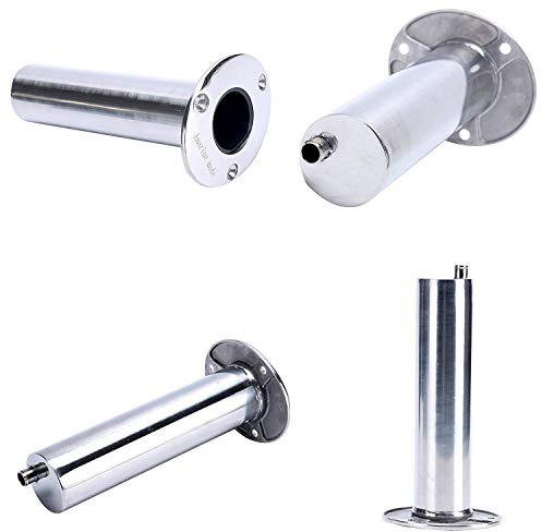 Amarine Made 4-Pack Heavy 316 Duty Stainless Steel Rod Holders with Drain, Flush Mount Fishing Rod Pole Holders (90 Degree)