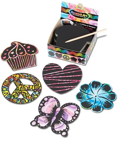 Melissa & Doug Scratch Art® Box of 125 Friendship-Themed Shaped Notes in Desktop Dispenser (Approx. 3.5” x 3.5” Each Note)