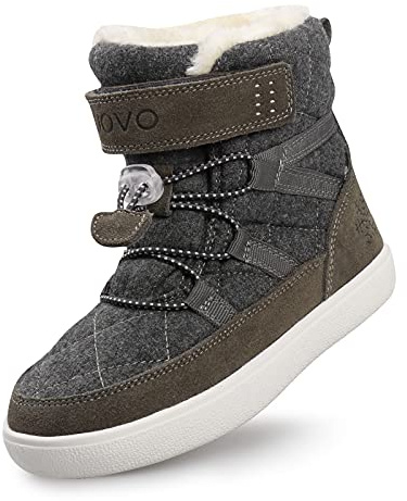 UOVO Botas de Invierno para Niño Ligeras y Cálidas con Empeine de Fieltro Repelente al Agua, Forro Aterciopelado, Suela TPR Antideslizante y Diseño Sin Cordones Gris Talla 34