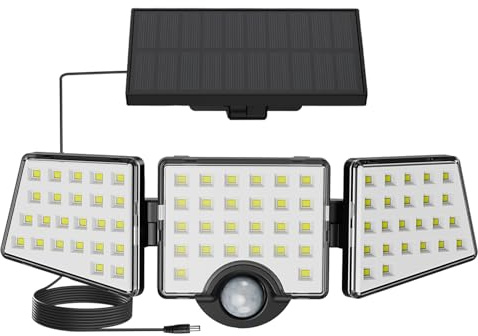 Lepro Solarlampen für Außen mit Bewegungsmelder, 1000LM IP65 Solarleuchte Aussen mit Separatem Solarmodul & 3 Verstellbarer Kopf, Solar Außenleuchte Wandleuchte 270 ° Winkel Außenlampe