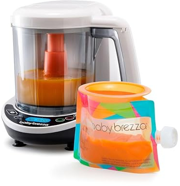 Baby Brezza One Step 3 in 1 Baby Food Maker | One Step Steamer, Blender & Processor | Includes 3 Reusable Food Pouches