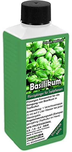 Basilikum Dünger - Ocimum basilicum Pflanzen Flüssigdünger, NPK Düngemittel, Volldünger als Blattdünger und Wurzeldünger für Basilikum in Topfkultur, Küchenkräuter