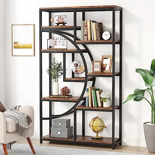Tribesigns Bookshelf Industrial 5 Tier Etagere Bookcase, Freestanding Tall Bookshelves Display Shelf Storage Organizer with 9-Open Storage Shelf for Living Room, Bedroom, Home Office