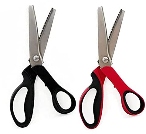 Confezione da 2 forbici dentate, forbici Zig Zag, forbice per artigianato, forbici di diversi colori e misure, forbici in acciaio inox, forbici da taglio in tessuto, (5 mm 2U, 148332)