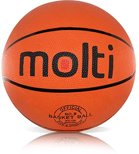 molti Basketball Größe 5/7 – Indoor & Outdoor - Rutschfester Streetball für Kinder & Erwachsene – 3 Farben: Orange, Gelb-Orange, Blau – Trainingsball aus Gummi (Orange, 5)