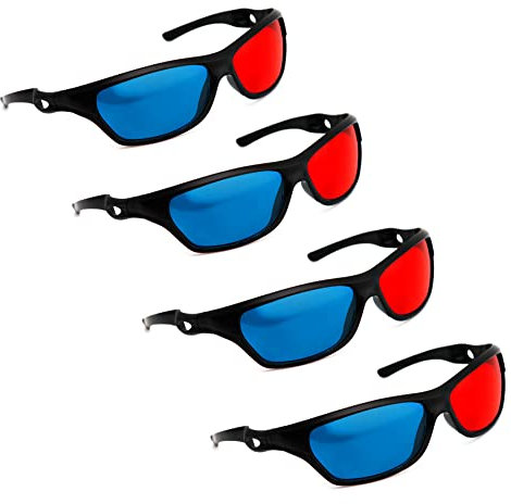 PRECORN 4er Set 3D Brille rot/Cyan (3D-Anaglyphenbrille) hochwertige Brille für 3D PC-Spiele, 3D Bilder, 3D Filme, 3D Projektion, Video, YouTube UVM.