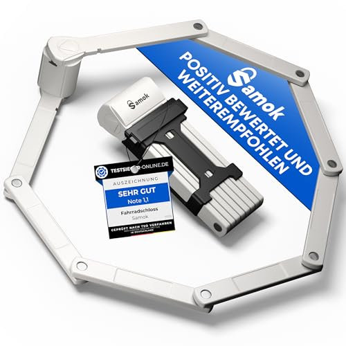 Samok® Fahrradschloss Faltschloss 120cm lang inkl. Halterung - Fahrrad Stahl Schloss faltbar mit Schlüssel - HOHE SICHERHEIT LEVEL 10 - Radschloss Diebstahlsicher E-Bike, Rennrad & MTB-Bike Lock