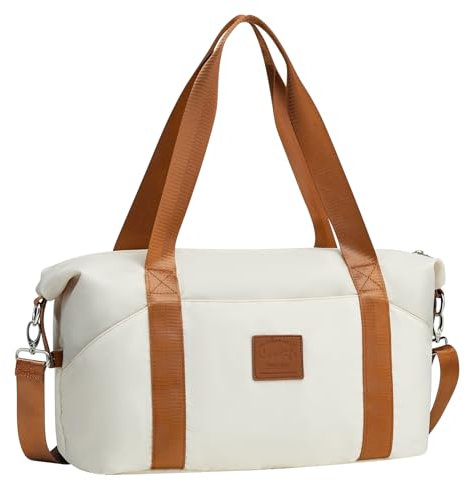 COOLIFE Cabin Bag 40×20×25cm for Ryanair Airlines, Travel Duffel Bag with Trolley Sleeve, Travel Holdall Carry-on Hand Luggage, Weekend Bags for Women (White)