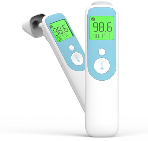Mitdir 20C Ear and Forehead Thermometer for Baby&Adults Digital Infrared Thermometer with 1s Reading Easy Operation 4-Color Backlight Data Storage Fever Alarm Magnetic Cap for Body Surface & Room Use