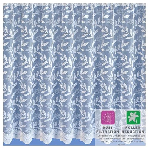 Spring Time Leaves Net Curtain Sold per Metre Width Using Quantity Box and Sent in One Piece (54 Drop)