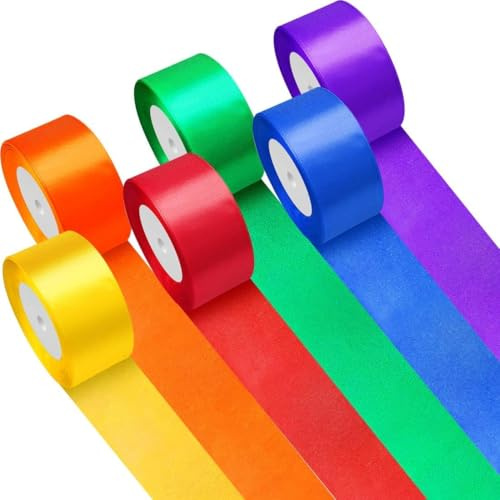 60 m de cintas de raso multicolor, 50 mm de ancho, cinta de raso arco iris, cinta de regalo, cinta de regalo, cintas de colores, cintas de tela anchas, coloridas, para envolver regalos, bodas