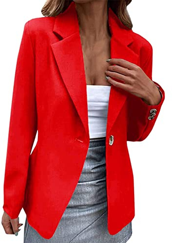 YIzdegg Blazer dam kavaj dam elegant, långärmad enfärgad långblazer, kavaj, kavaj, jackor med ficka, ledig businessjacka med knappslå smal passform, kostymjackor öppen fram, kavajjacka