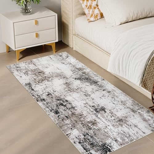 Homcomodar Small Rug for Bedroom Taupe 60x120cm Washable Rugs for Kitchen Low Pile Bedside Rug Non Slip Carpet Runners for Hallway Entryway Entrance