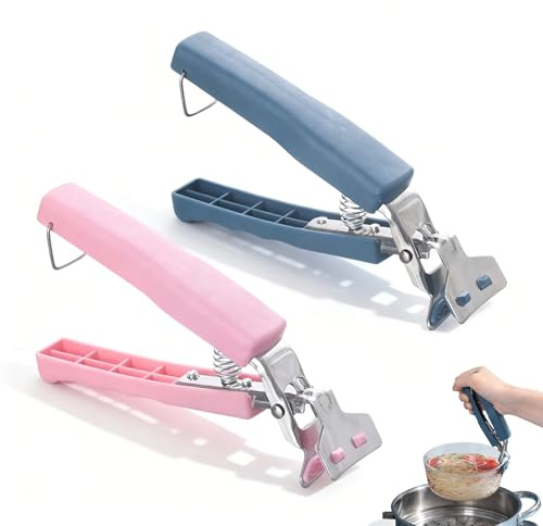 Pinza per friggitrice ad aria calda Retriever, pinza per airfryer Hot Dish, piastra con clip per il trasporto e la presa di ciotole per Moving Hot Plate Vassoio (2 pezzi rosa blu)