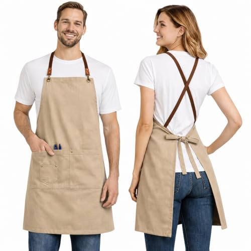 XChef Delantal Cocina Hombre y Mujer Cruzado Espalda 3 bolsillos. Pack 2 | Olvídate de la tensión o rozaduras molestas en la nuca. Cafeteria, Restaurante