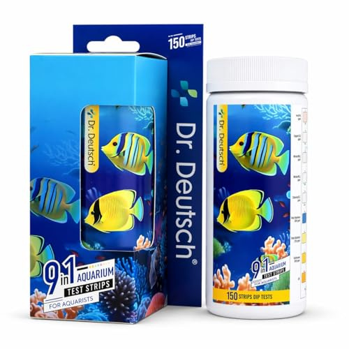 DR. DEUTSCH 9-in-1 Aquarium Test Strips (150 Count) – Fish Tank Water Test Kit for pH, Nitrate, Nitrite, Chlorine, Hardness & More – Fast & Easy Results