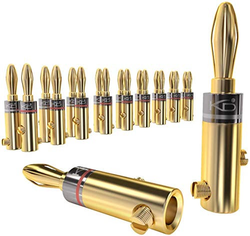 KabelDirekt – Bananenstecker – 10 Paare (Banana-Steckverbinder für Lautsprecherkabel bis 6 mm², flexibler Anschluss für HiFi-Boxen, Verstärker/Endstufen, Receiver/Stereoanlagen, schraubbar, vergoldet)