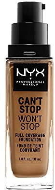 NYX Professional Makeup Can't Stop Won't Stop Full Coverage Foundation, Langanhaltend, Wasserfest, Vegane Formel, Mattierter Teint, Farbton: Golden