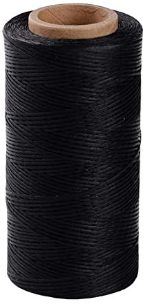 Gewachster Faden, 1mm Dicker Starker Faden, 260m Gewachste Ledernähschnur für Leder DIY, Buchbinden, Schuhreparatur, Lederprojekte, Schwere Stoffe, Taschen - Schwarz