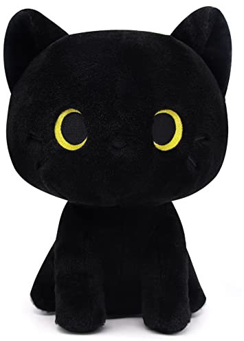 Yamepuia Schwarze Katze PlüSchtier,22CM Kawaii Katze Kuscheltier,Niedliche Cartoon Schwarze Katzen Kuscheltier Geschenke füR Kinder Jungen & MäDchen