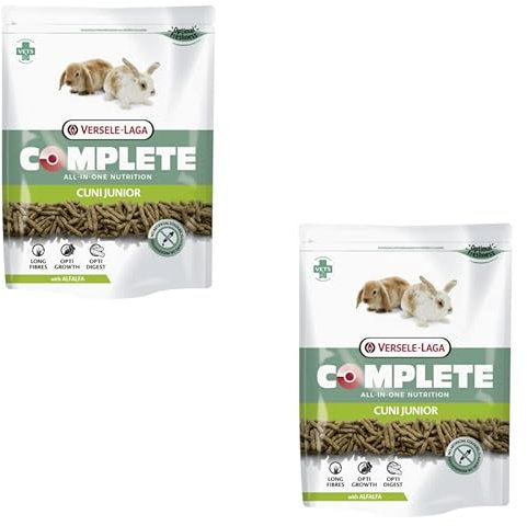 Versele-Laga Complete Cuni Junior | Paquete Doble | 2 x 500 g | Alimento Completo para Conejos de 0 a 8 Meses | Deliciosos pellets Todo en uno | con Fibras largas