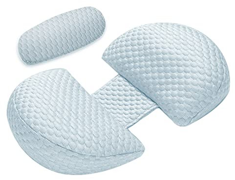 ShowyLive Schwangerschaftskeilkissen zum Schlafen Mutterschaft Körperkissen für Schwangere mit abnehmbarem waschbarem Bezug, Unterstützung für Rücken, Hüften, Beine (Blau)