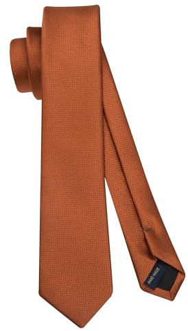 HISDERN Corbata para hombre, corbatas delgadas de 6cm, corbata de seda delgada naranja quemada, corbatas clásicas para fiesta de boda, trabajo de negocios