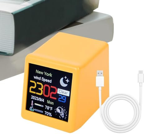 Decorazione desktop Smart Weather, stazione meteorologica Smart Wifi - Stazione meteorologica intelligente da tavolo - Previsioni meteo con schermo a colori multifunzione per temperatura, umidità