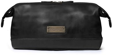 DRAKENSBERG Leder Kulturbeutel 'Ruby' für Herren mit Bügelverschluss - Klassischer Dopp Kit, stilvoll elegant, 5L - Schwarz, DR00375