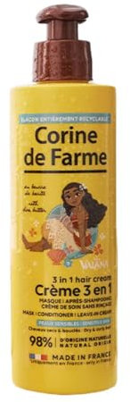 Corine de Farme - Crème de Soin Cheveux 3 en 1 au Beurre de Karité Vaiana, Princesse Disney - Pour Enfant dès 3 Ans - Fabriquée en France - 200 ml